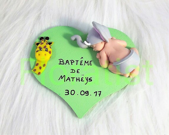 Versions Animal Birthday Baptism Plaque With Baby Miniature Etsy