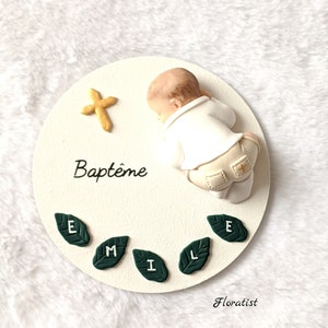 SEVERAL MODELS baby baptism plate baptism boy outfit for decoration or miniature cake in fimo to personalize Emile