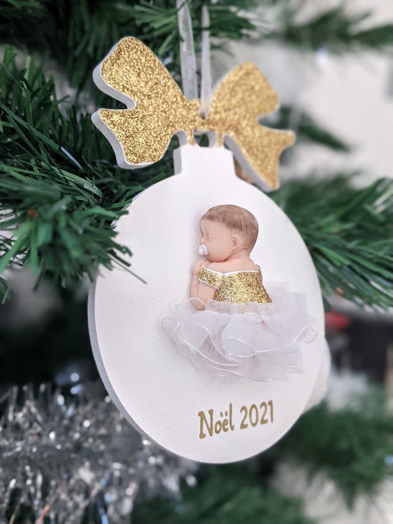 Boule En Verre Ou Plastique Avec Bebe En Robe De Noel Etsy France