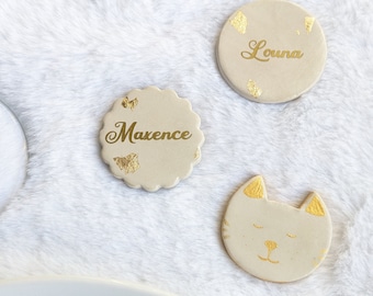 médaillon marque place ou magnet personnalisable pour naissance , baptême anniversaire pâques mariage