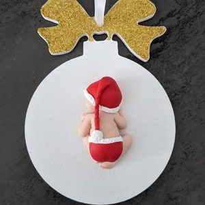 boule en verre avec bébé couche et bonnet de Noël miniature mon premier Noël à personnaliser boule bois 10 cm