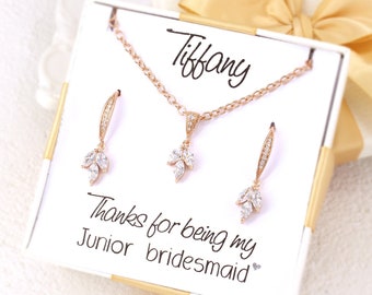 Wedding Earrings Wedding Bracelet set Rose gold Earrings Bracelet set Wedding Jewelry Bridal Bracelet set Bridesmaid Earrings Gift set Gia