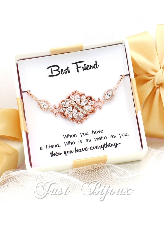Wedding Bracelet Rose Gold Plated Zirconia Bracelet Wedding Etsy