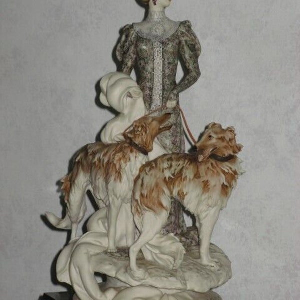 1985 Florence Italy Giuseppe Armani 15 in. Figurine ~Lady with Borzois~