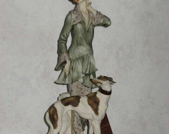 1992 Giuseppe Armani Italien ~Dame mit Windhund~ 15,5" Skulptur Florenz 241/5000