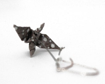 Earring kranen Japanse origami, papier oorbellen mol aan witte erwten, gem in gelakte stijf papier, verfijnde juweel papier
