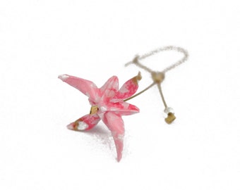 Origami earrings flower light pink star Stud Earrings in paper Japanese washi paper, gift idea for woman jewelry