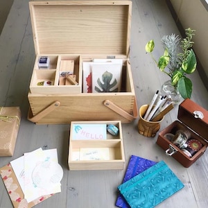Classiky Japanese Sewing Box – Traditional Craft Storage Box for Sewing Tools, Threads & Haberdashery Supplies