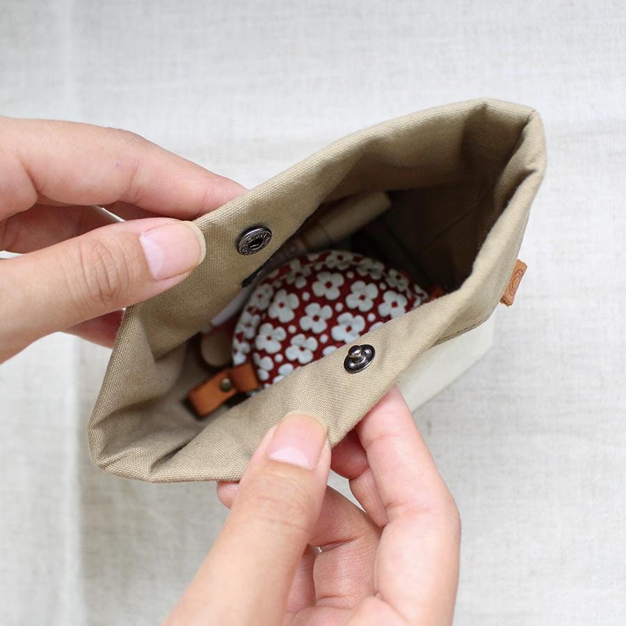 Cohana Astuccio In Tela Cerata Grigio – 15,5 X 9 Cm – Porta Accessori Per Hobby E Creatività - 4