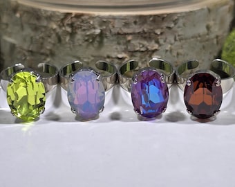 Crystal Statement Ring / adjustable / Austrian crystal