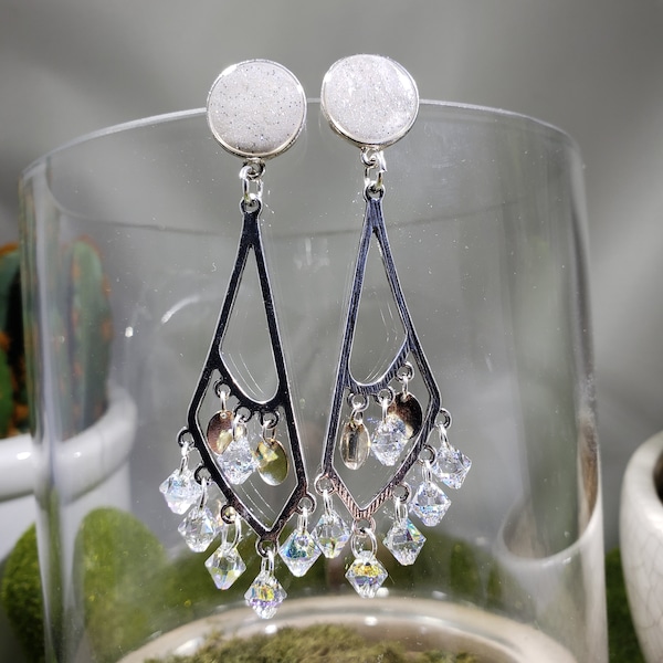 Crystal Chandelier Earrings  / Austrian crystal  / silver