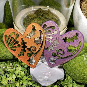 Floral Heart Magnets / hand painted  / love