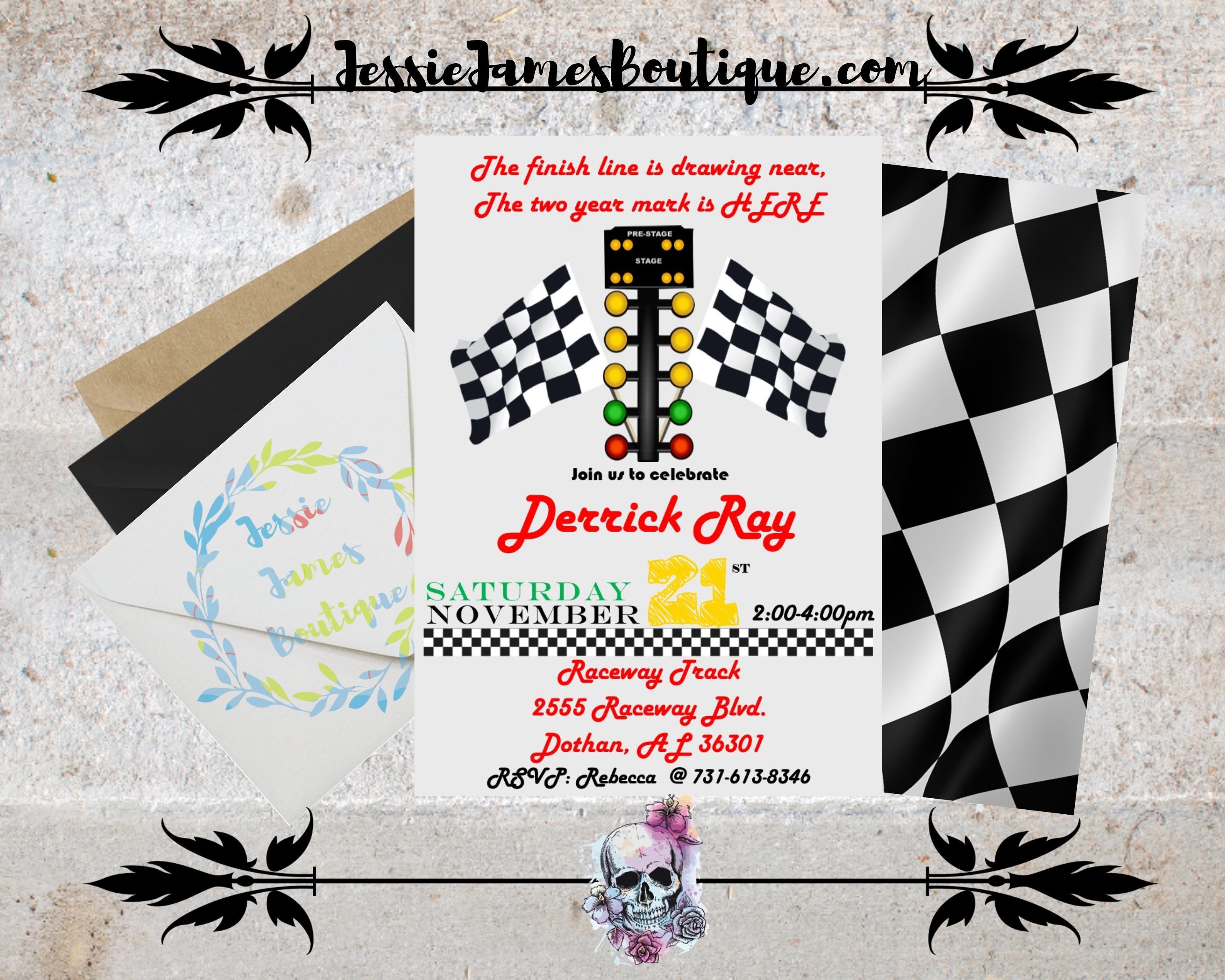 Racing Birthday Invitation racing flag invitation boys Etsy