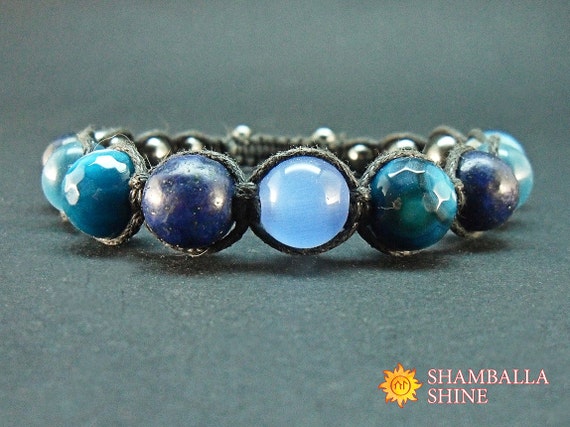 Dark Blue Agate Bracelet Jewelry Gift for Women Gemstone