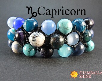 Personalisiertes Geburtstagsarmband Geschenk für Steinbock Benutzerdefinierte Frauen Hamd Schmuck Steinbock Stein armband Multi Edelstein Schmuck Meditation Stein