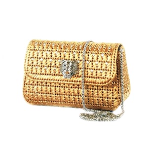 Gold clutch evening bag, Small raffia bag, Straw clutch purse bride, Formal clutch