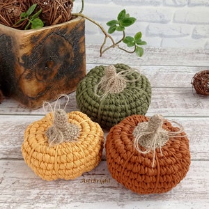 Set of 3 crochet pumpkins, Halloween indoor decorations, Thanksgiving pumpkin centerpiece