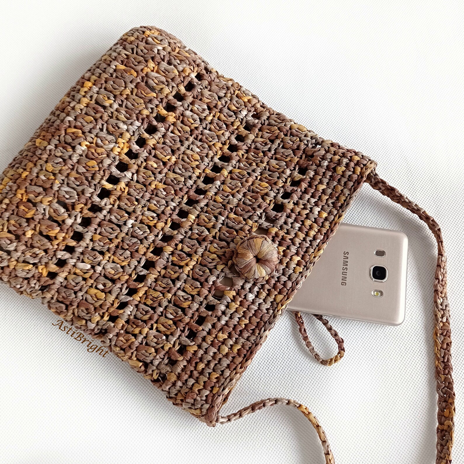 Small Raffia Shoulder Bag Straw Crossbody Purse Handmade Etsy