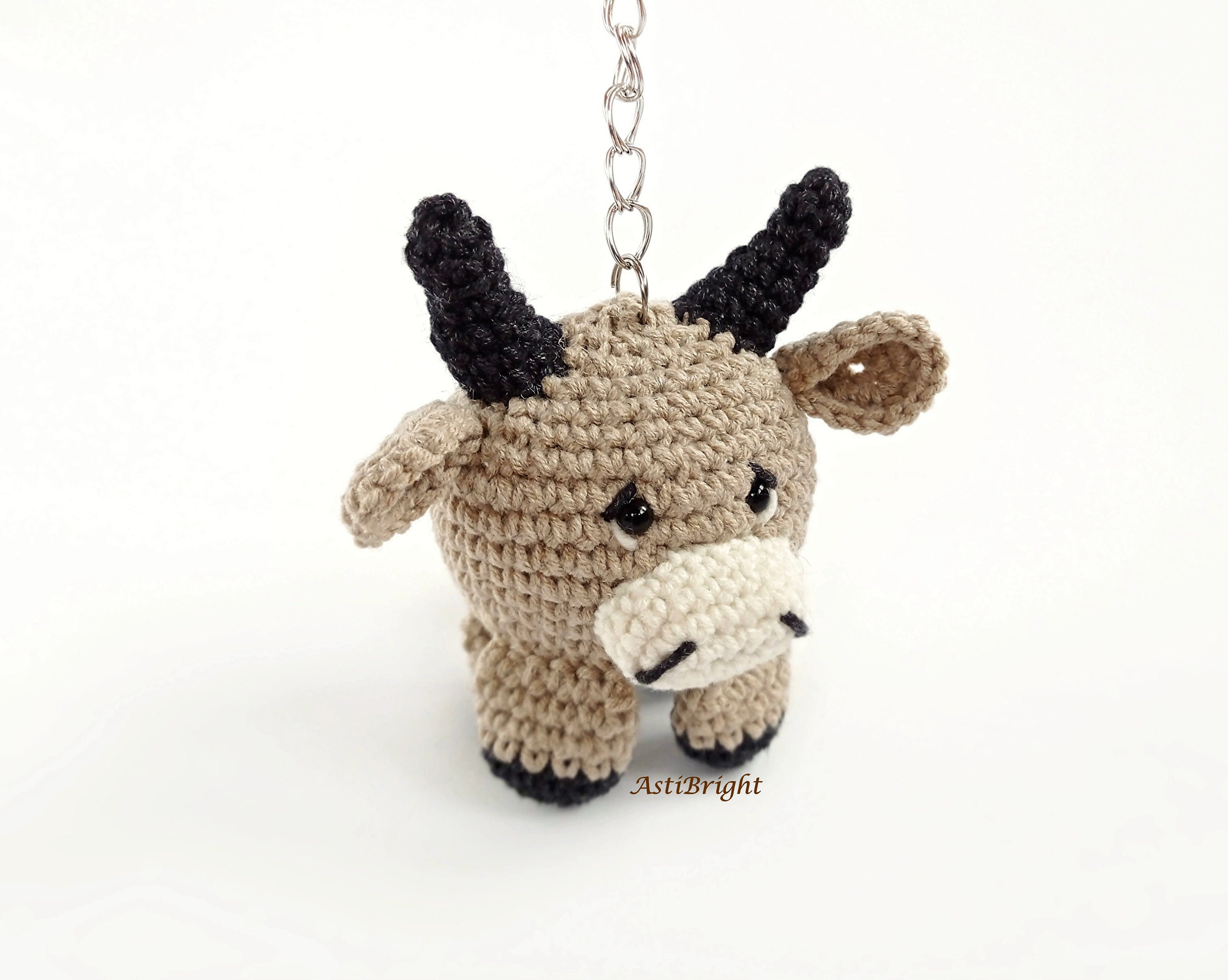Crochet keychain animal cow Amigurumi toy key chain Symbol Etsy