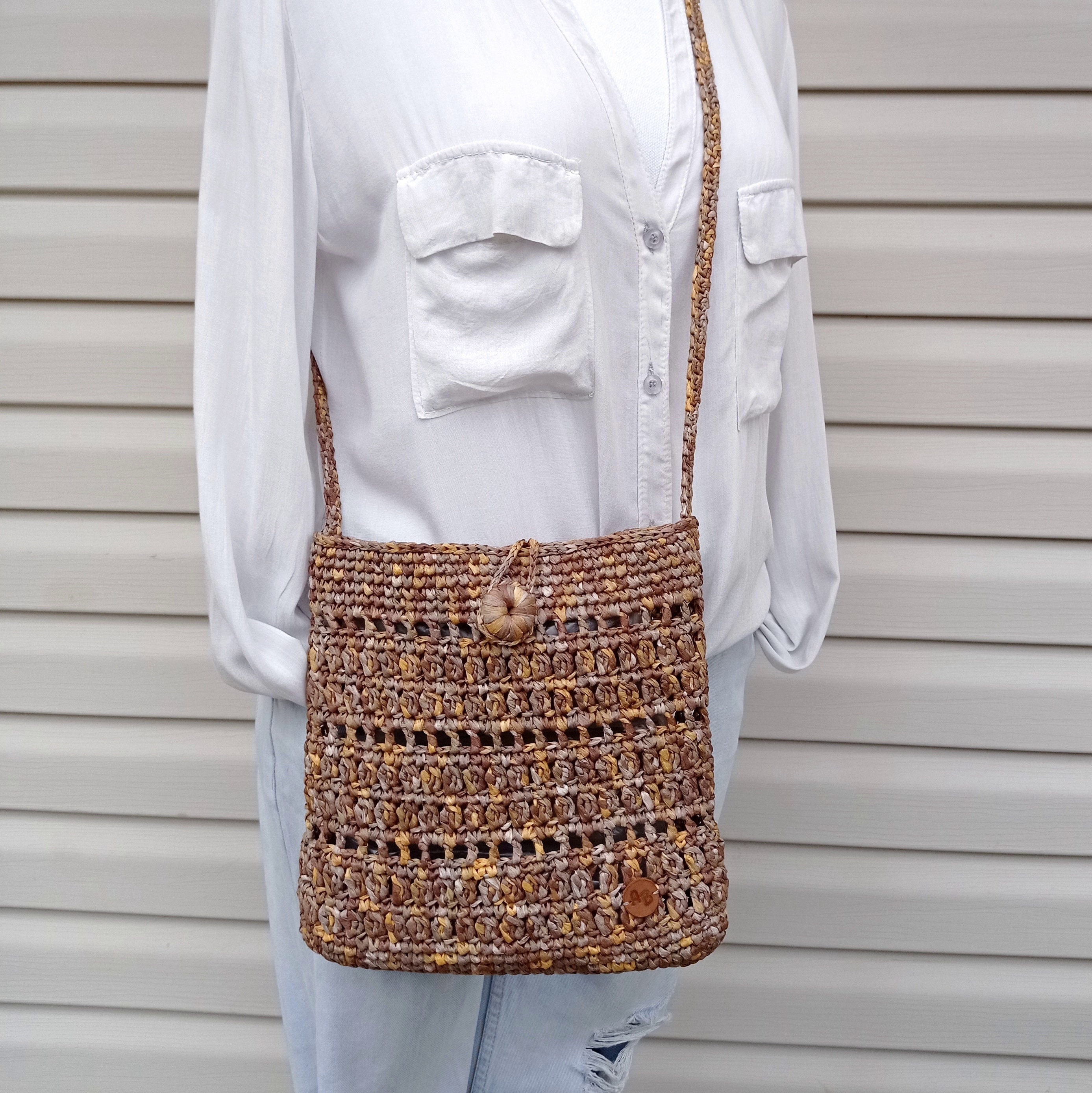 Small Raffia Shoulder Bag Straw Crossbody Purse Handmade Etsy