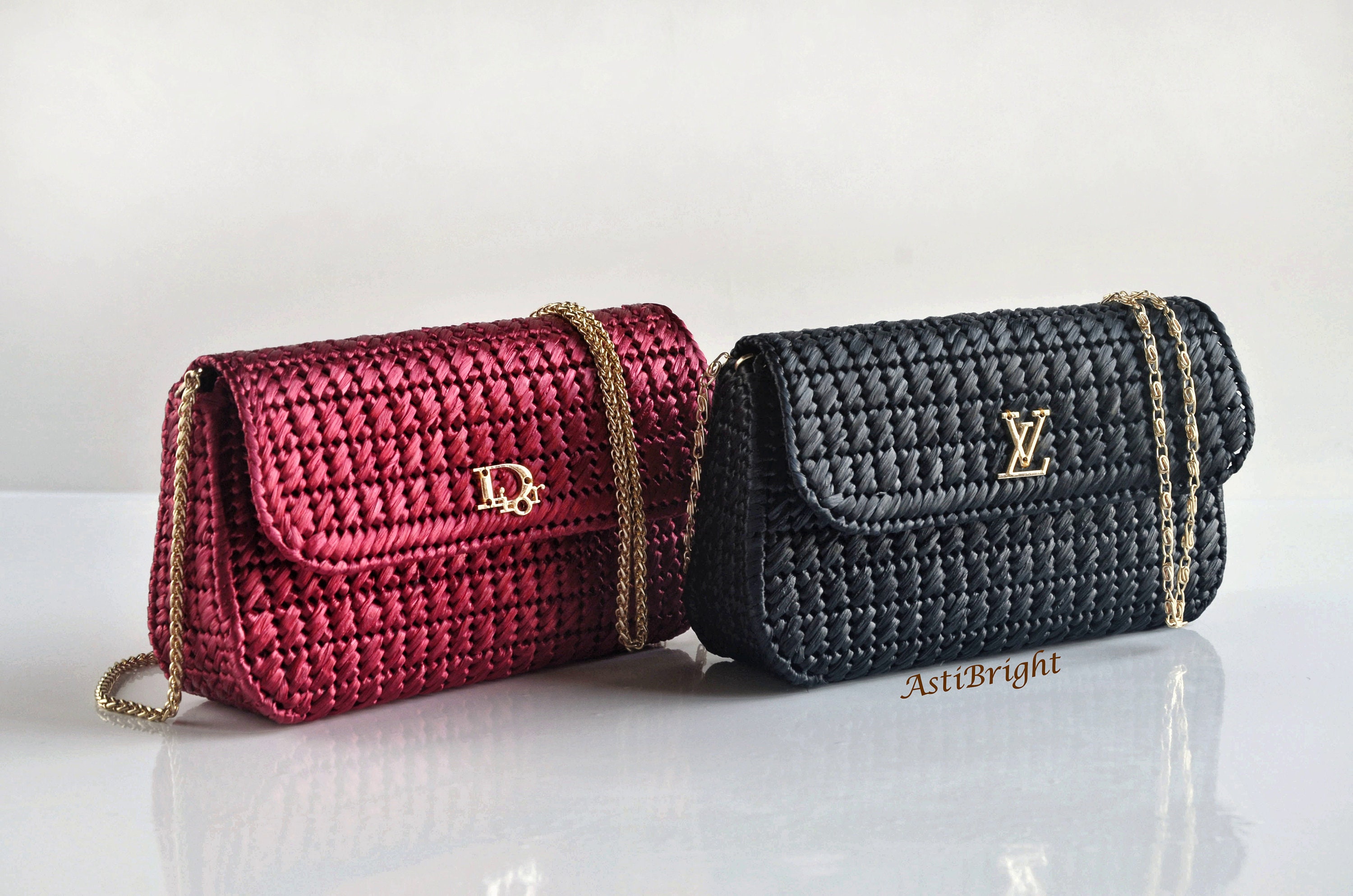 Mini straw shoulder bag for women Evening clutch purse with Etsy