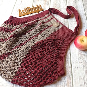 Handmade Crochet Market Bag: Foldable Net Shoulder Bag