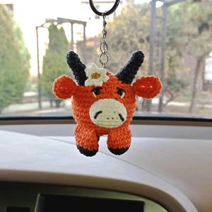 Car Crochet Hanging Accessories, Cow Mirror Hanger, Cute Car Dashboard Decor