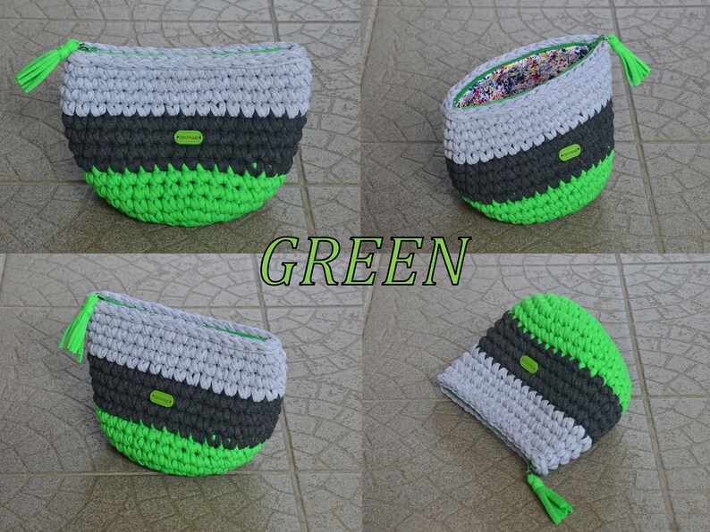Crochet zipper pouch Large cosmetic bag for women Handmade Etsy
