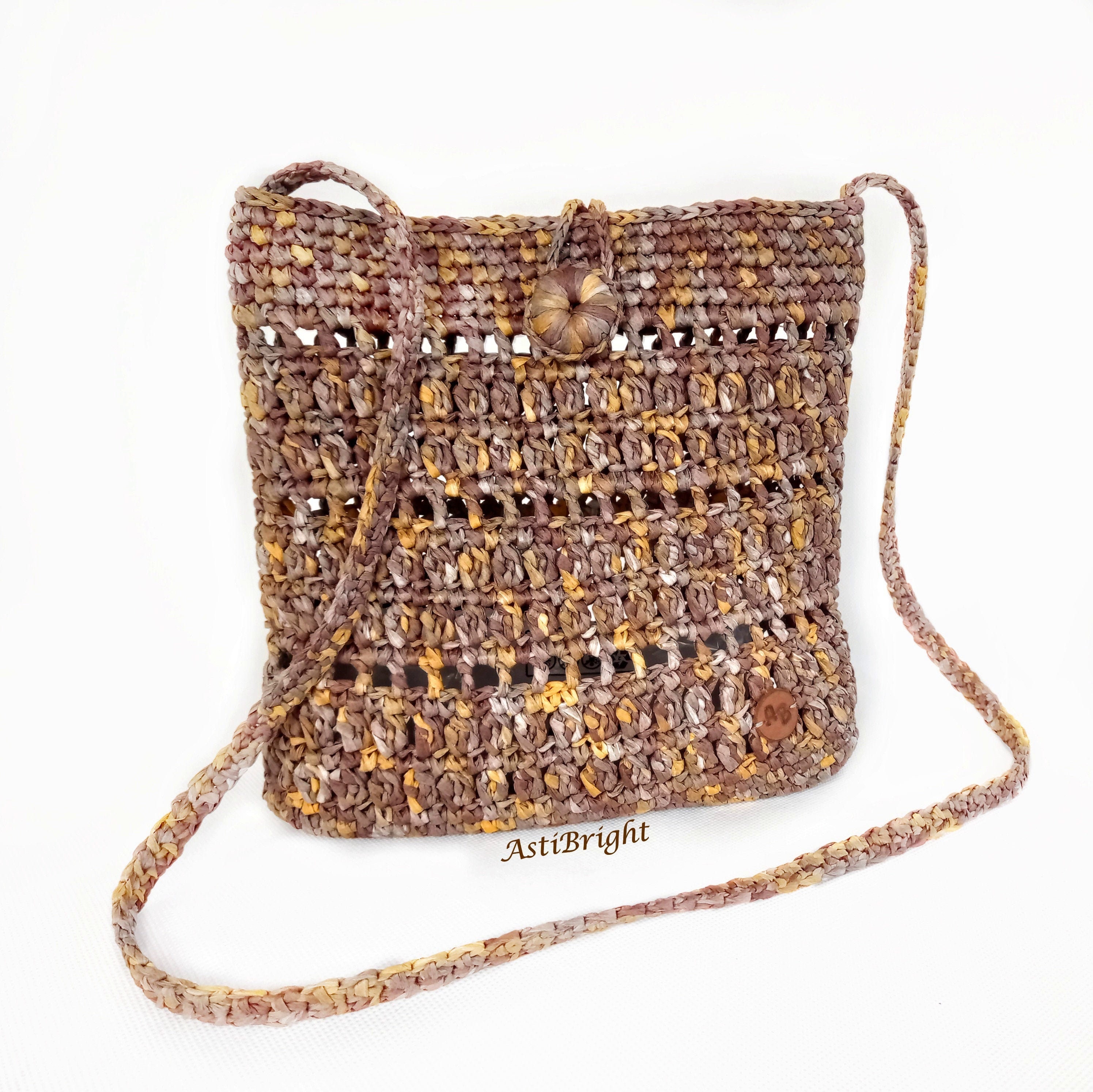 Small Raffia Shoulder Bag Straw Crossbody Purse Handmade Etsy