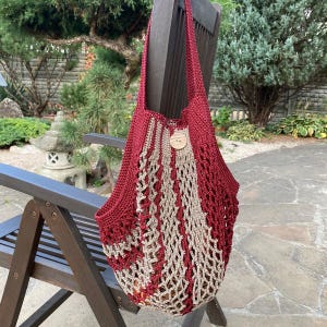 Handmade Crochet Net Tote Bag: Foldable Viscose Market Bag