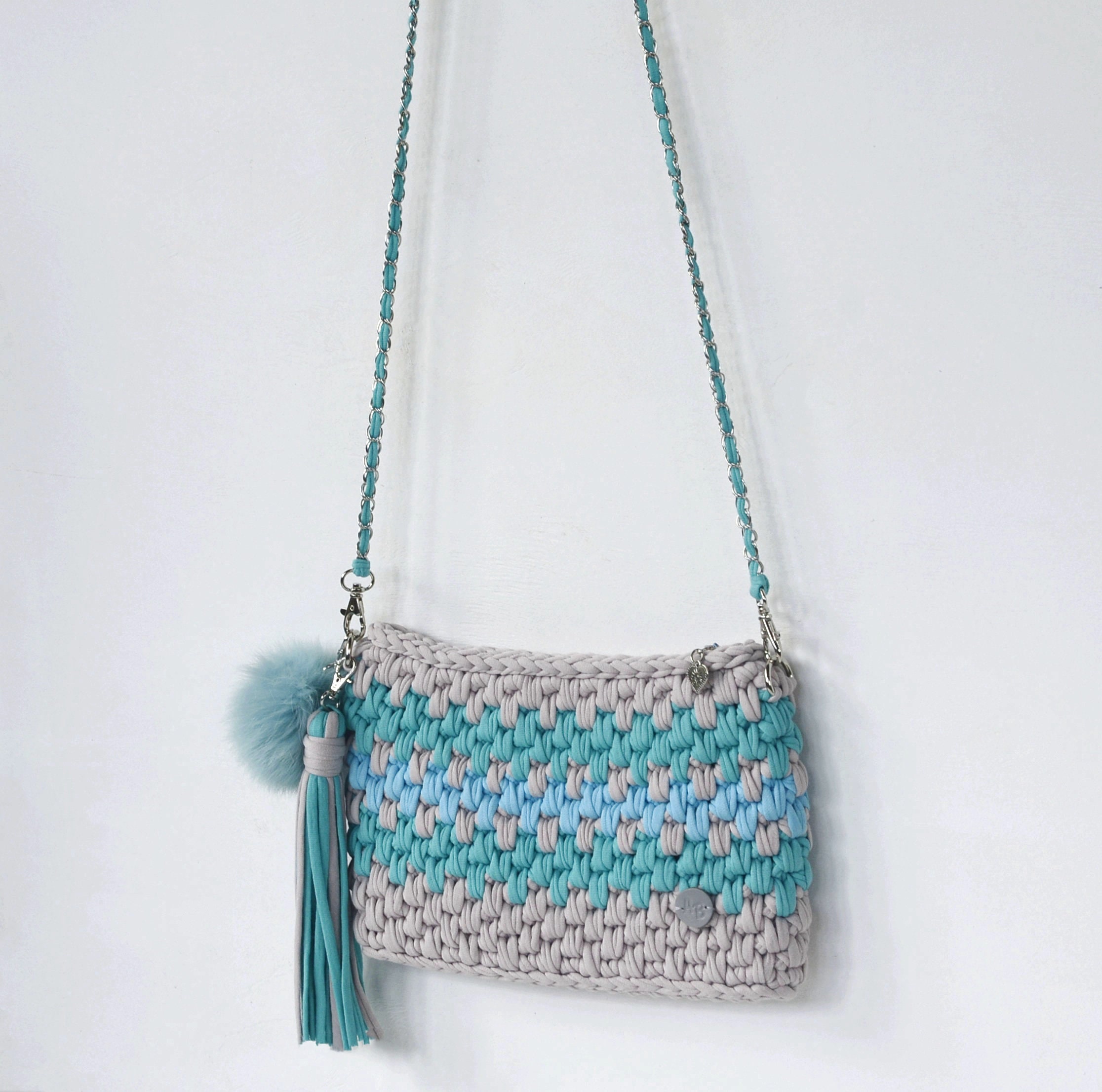 Small crochet purse handmade Zipper clutch bag with chain | Etsy
