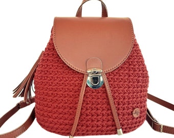 Small Boho Backpack Purse: Handmade Crochet Hippie Bag