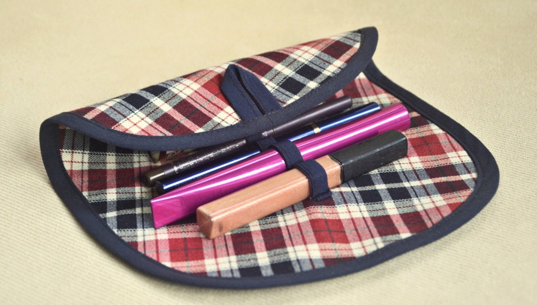 Plaid Roll up Makeup Bag Small Cosmetic Bag for Purse Fabric Etsy