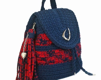 Small backpack purse, Boho backpack for women, Hippie backpack, Handmade crochet backpack