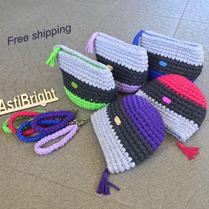 Bolsa de maquillaje de crochet, Bolso de muñeca hecho a mano, Bolsa grande con cremallera