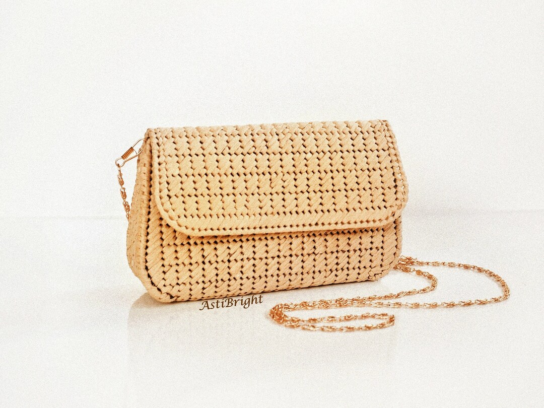 Small Straw Bag Handmade Evening Clutch Bag Mini Crossbody Etsy