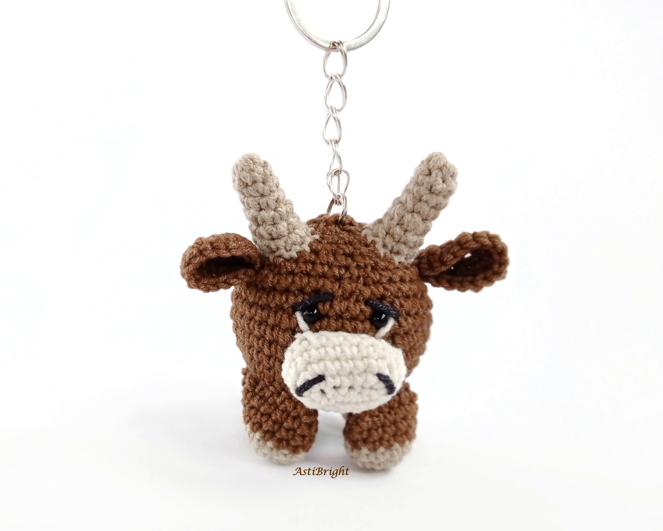 Crochet keychain animal cow Amigurumi toy key chain Symbol Etsy