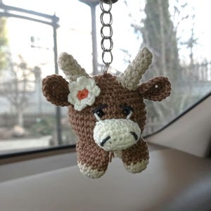 Cow car accessories for women, Crochet car hanging, Cute dashboard ornament