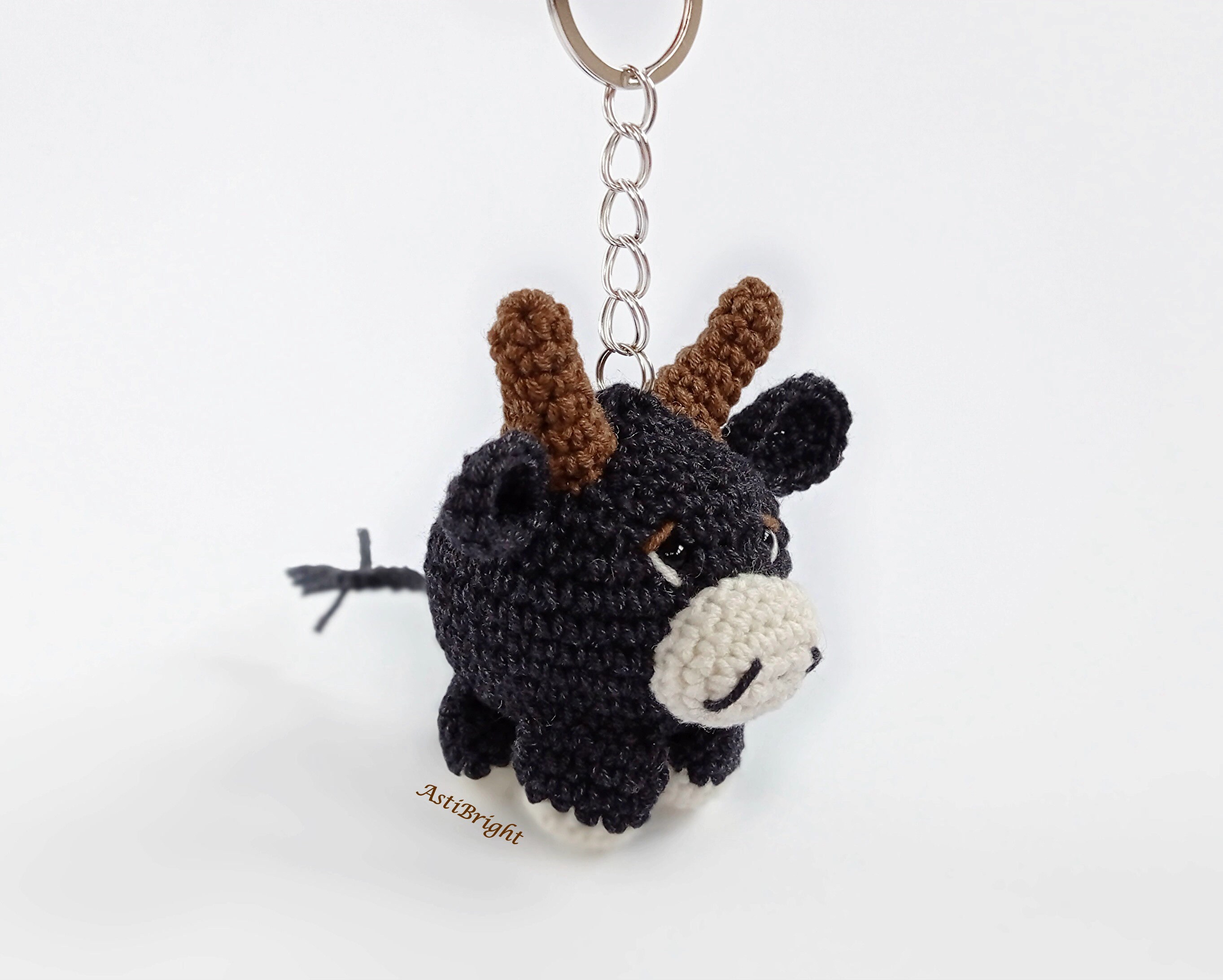 Crochet keychain animal cow Amigurumi toy key chain Symbol Etsy