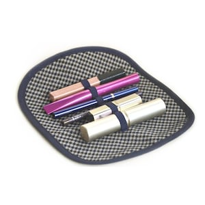 Plaid Roll Up Makeup Bag: Wool Cosmetic Pouch, Lipstick Holder