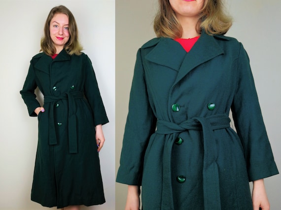 Forest Green 1970s Coat | Size S-M | Green Vintage