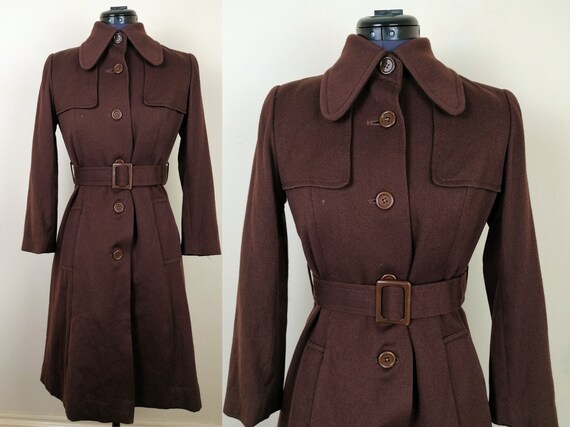 Beagle Collar Coat | Size XS | Brown Vintage Coat