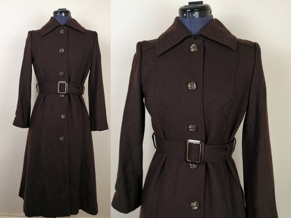 MOD 1960s Coat | Size XS | Brown Vintage Coat | 19