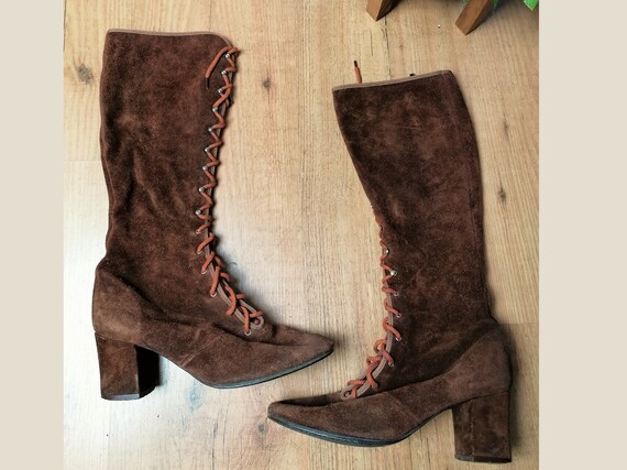 Brown 1960s Suede Boots | Size UK 2.5-3 | EU 35-35