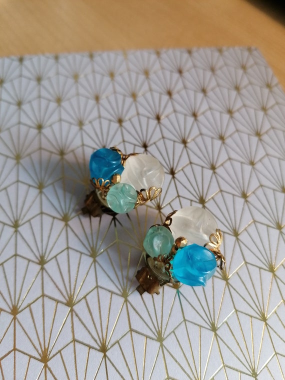 c.1960s Art Deco Revival Brooch and Clip-on Earrings Set