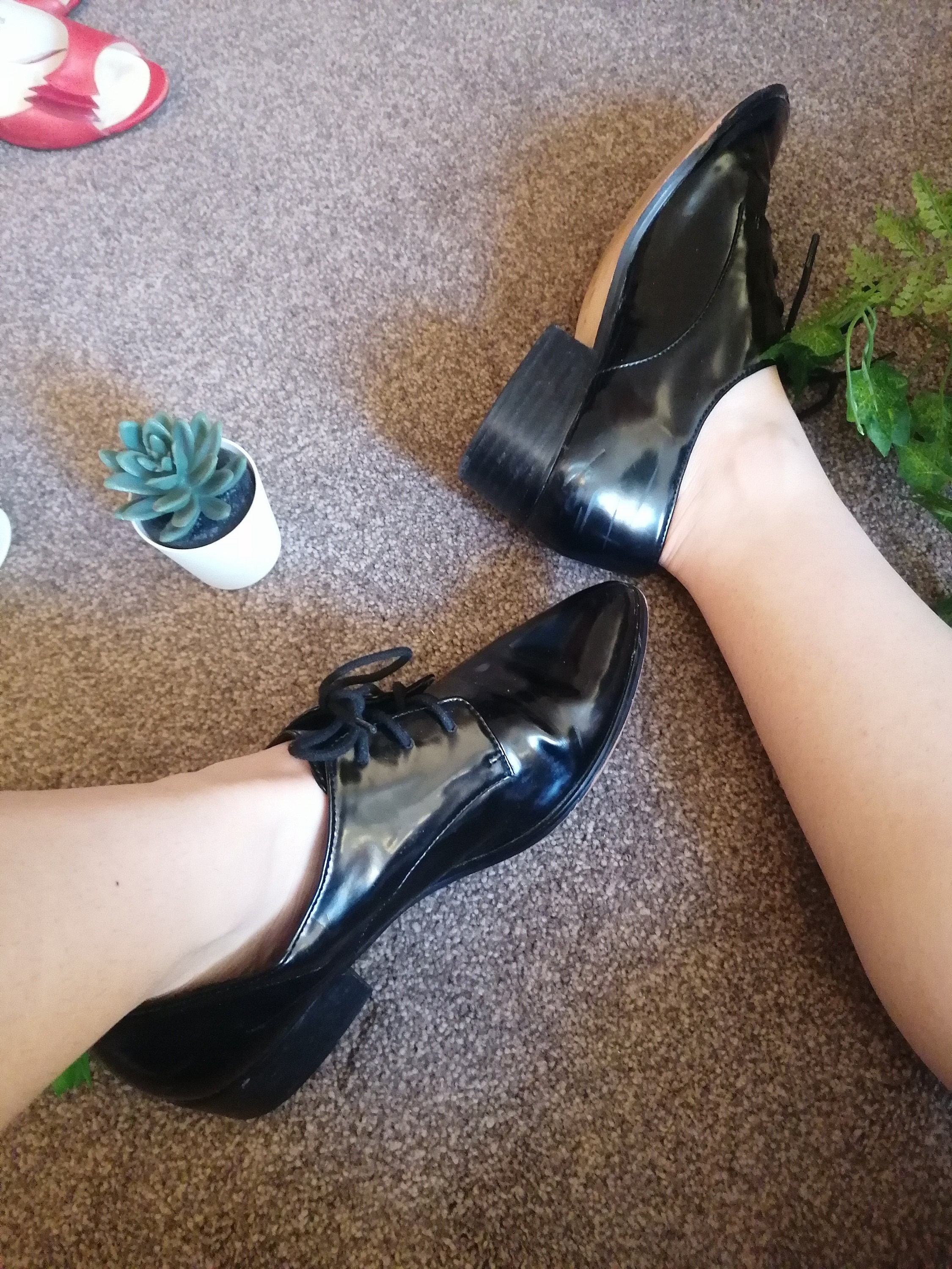 1990s Dune Wingtip Black Suede and Patent Leather Shoes 1990s Dune Black Patent Oxford Shoes | Size UK 7 | EU 40.5  main image 2