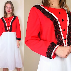 Crimplene 1960s Mod Dress | Size M | 60s Mini Dress | 60s Vintage Dress | 60s Red Dress | Mod Crimplene Dress | 1960s A-Line Dress