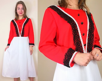 Crimplene 1960s Mod Dress | Size M | 60s Mini Dress | 60s Vintage Dress | 60s Red Dress | Mod Crimplene Dress | 1960s A-Line Dress