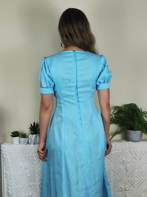 70's Turquoise Blue Capelet-Like Dress