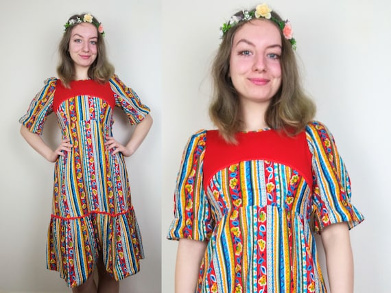 Cottagecore 1960s 1970s Dress | Size XS-S | Prairi